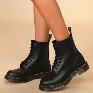 Dr. Martens 1460 W Black Smooth Leather Combat Boots